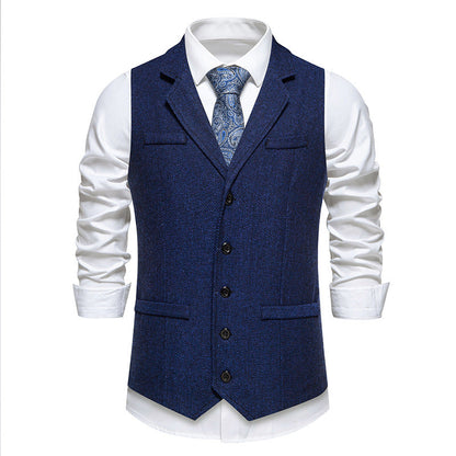 Herren Anzugweste Elegante Fischgrat Muster Slim Fit