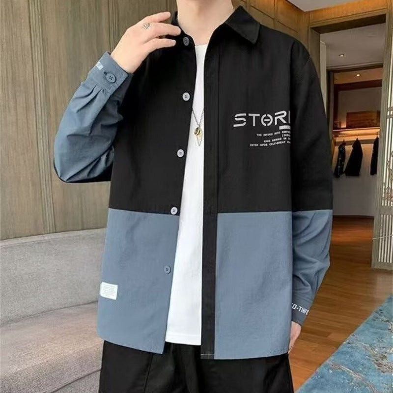 Herren Hemdjacke Modern Farbblock Design Slim Fit