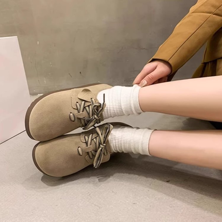 Damen Sneaker Veloursleder Bequem Schnürsenkel Modern