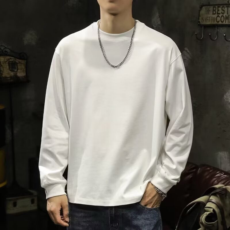 Herren Langarmshirt Bequem Baumwolle Relaxed Fit