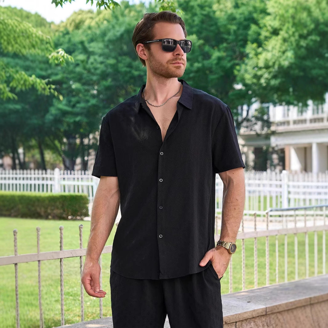 Herren Kurzarmhemd Modern mit Struktur Optik Zeitlos - BerlinGlamour