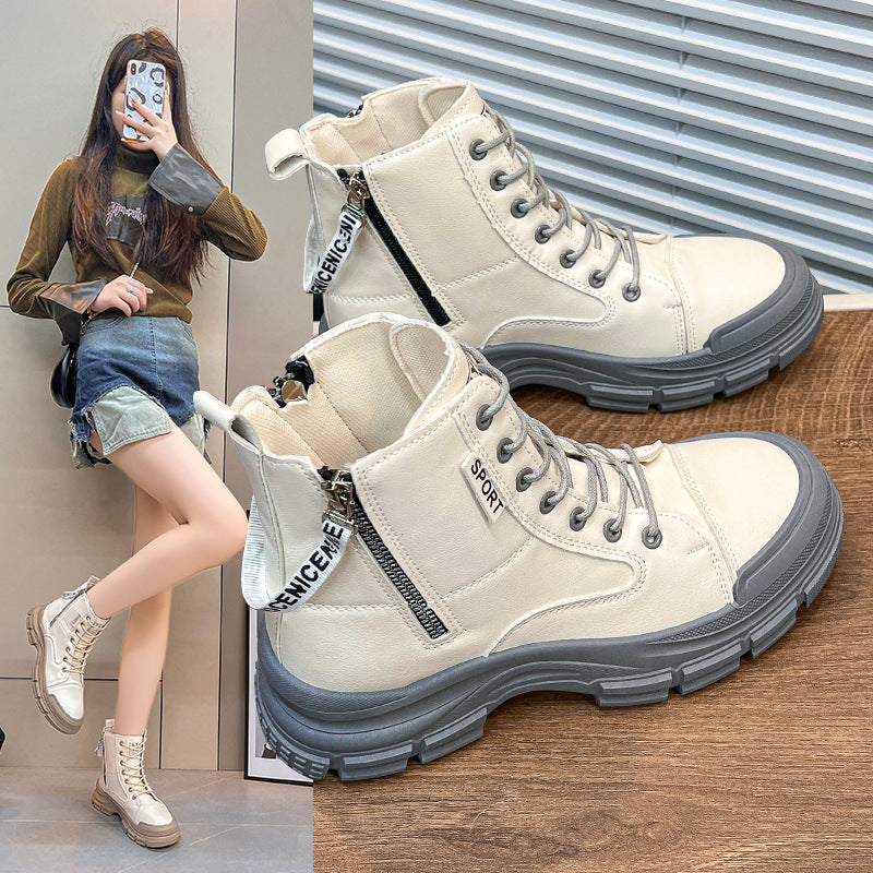 Damen Sneaker High-Top atmungsaktiv mit Reißverschluss - BerlinGlamour