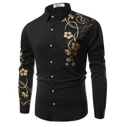 Herren Langarmshirt Modern Florales Design Trendy - BerlinGlamour