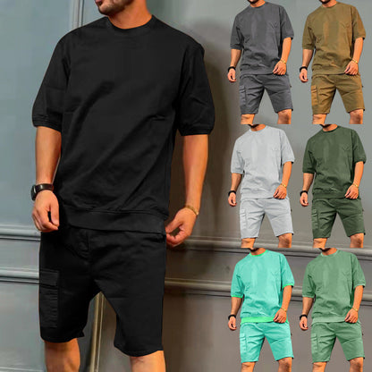 Herren Kurzarm-Shirt-Set Beuteltaschen Freizeit - BerlinGlamour