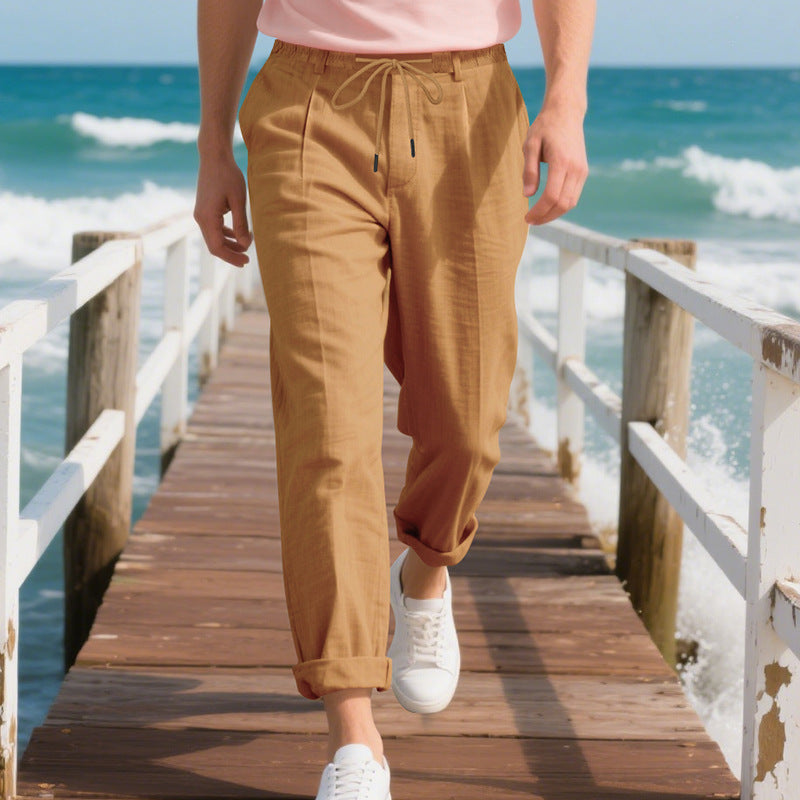 Herren Strandhose Leicht Atmungsaktiv mit Kordelzug und Seitentaschen