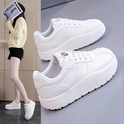 Damen Sneaker Bequem Laufsohle Dick Weiss Elegant - BerlinGlamour