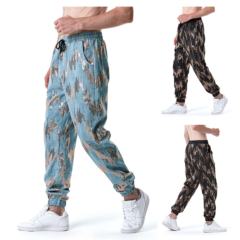 Herren Freizeithose Elastisch Glitzer Effekt Stretch