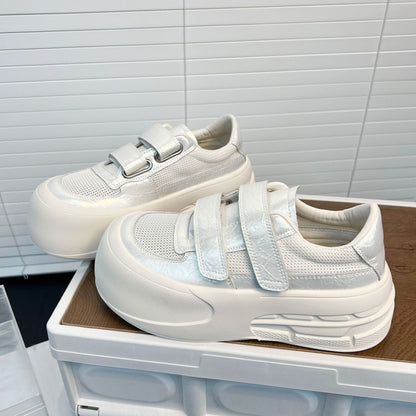 Damen Sneaker Sportlich Klettverschluss Weißen