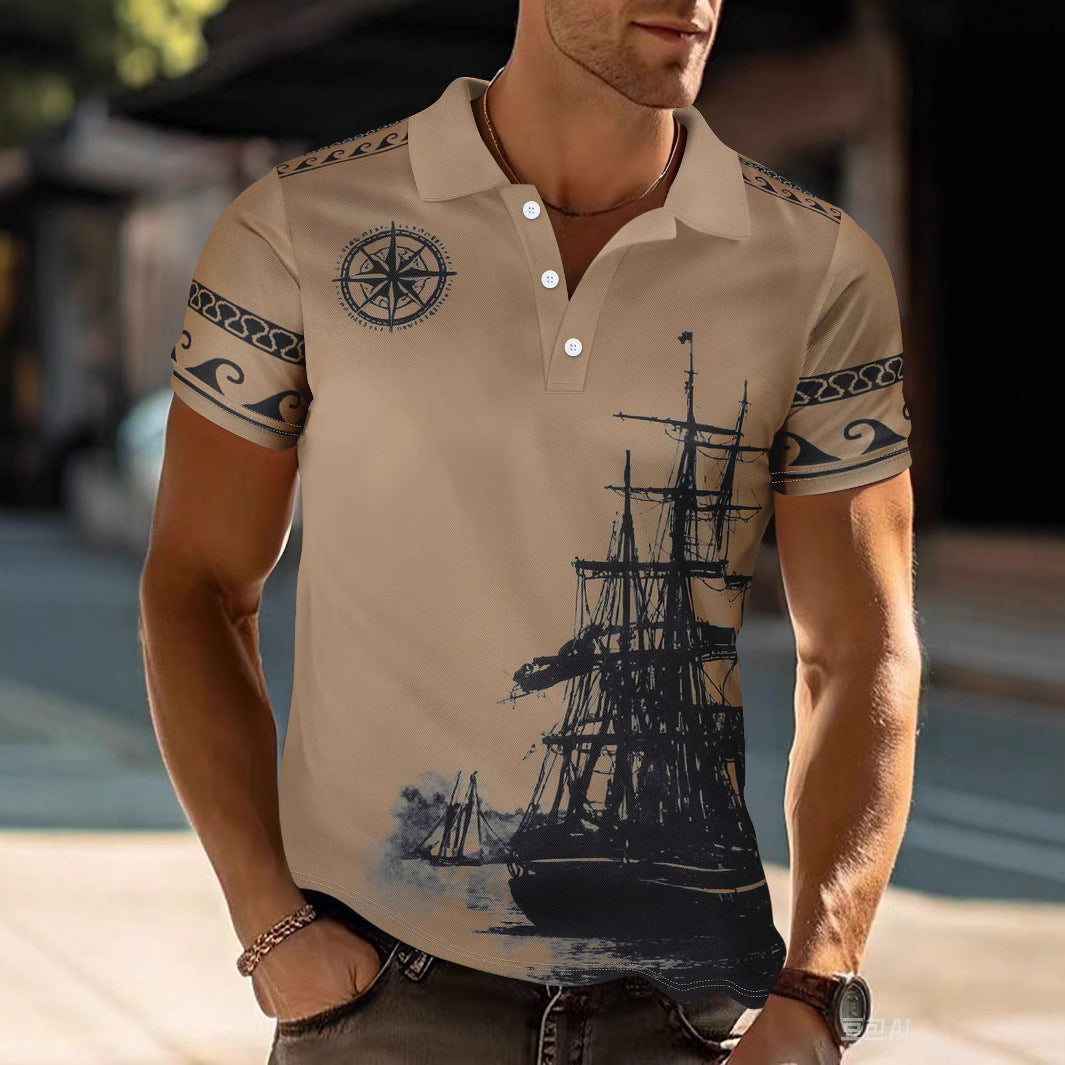 Herren Poloshirt Modern Maritim Blau - BerlinGlamour