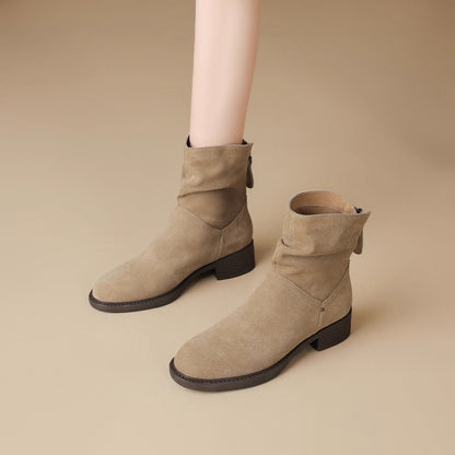Damen Ankle Boots Lässig mit Falten Design Schlicht - BerlinGlamour