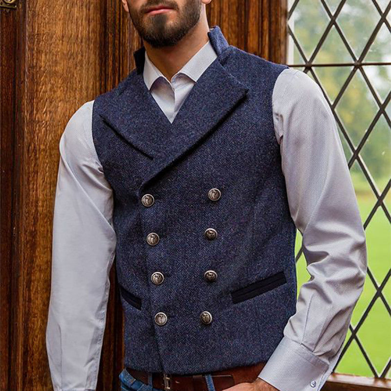 Herren Weste Elegant Klassisch Doppelreihig Knöpfe