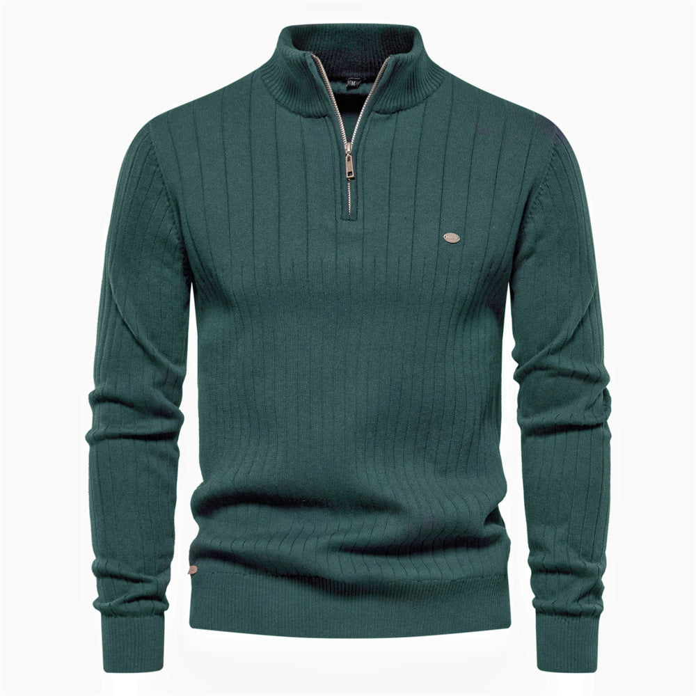 Herren Pullover Halbzipper Rippstruktur Modern