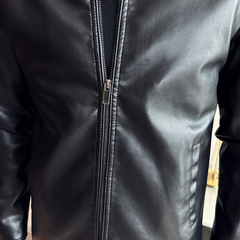 Herren Lederjacke Slim Fit Modern mit Taschen