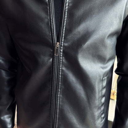 Herren Lederjacke Slim Fit Modern mit Taschen
