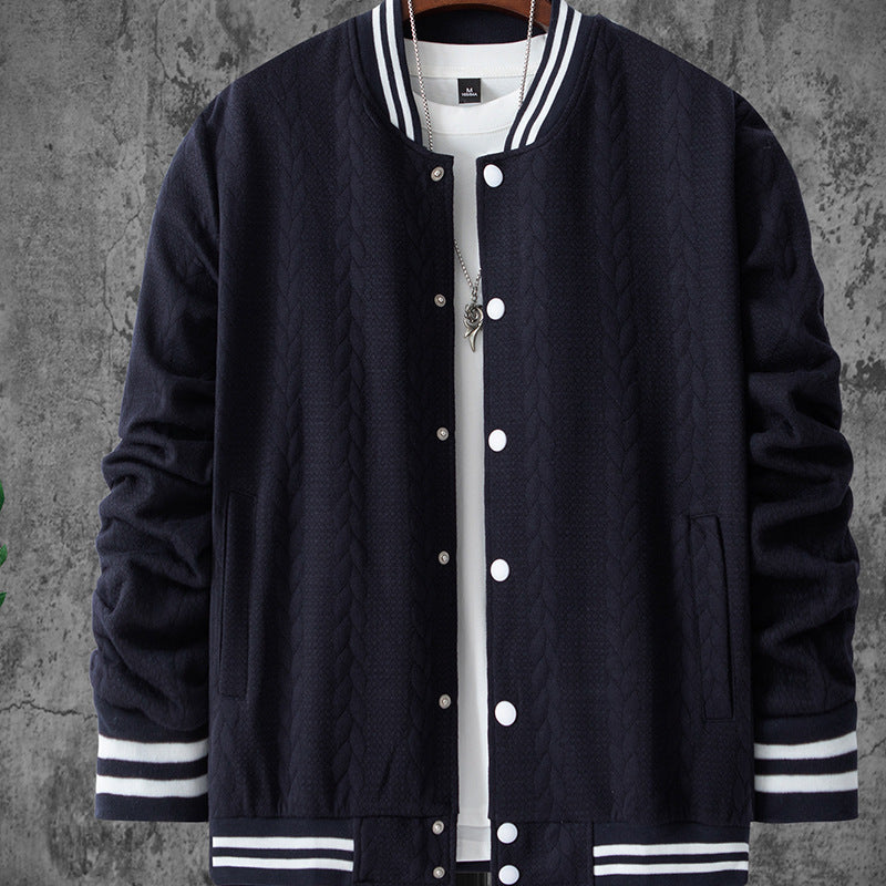 Herren Bomberjacke Sportlich Strickmuster Modern