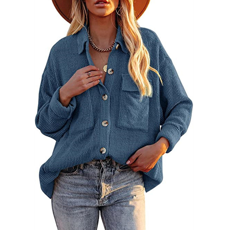 Damen Strickjacke Lässig mit Knöpfen und Taschen