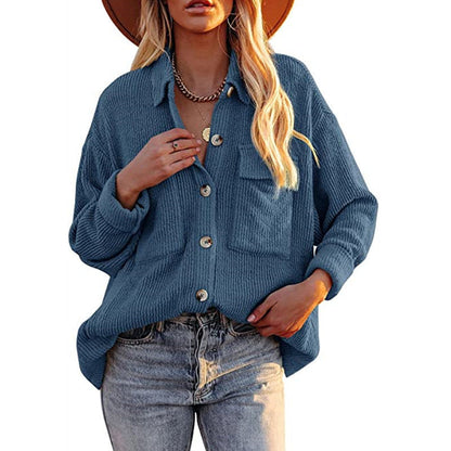 Damen Strickjacke Lässig mit Knöpfen und Taschen