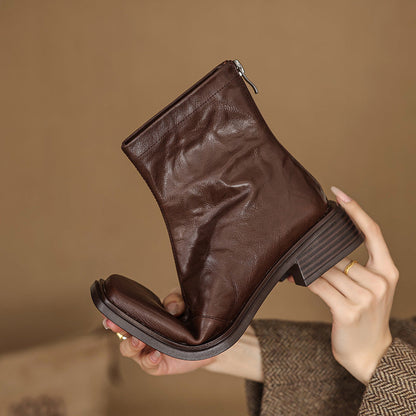 Damen Chelsea Boots Leder Schwarz Elegant Reißverschluss