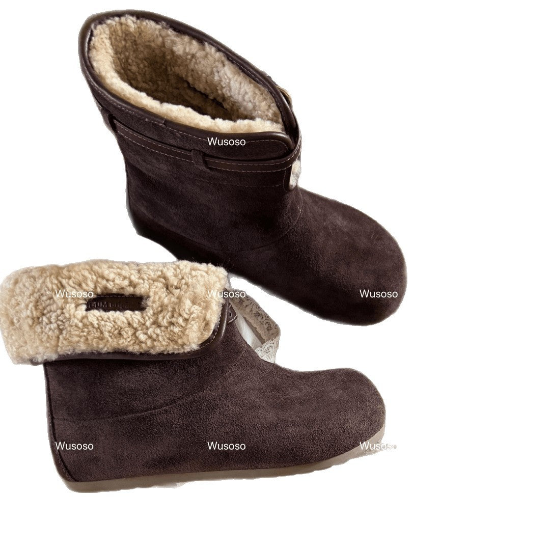 Damen Winterstiefel Veloursleder Weich und Warm