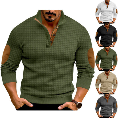 Herren Pullover Stehkragen Leder Details Modern Style - BerlinGlamour