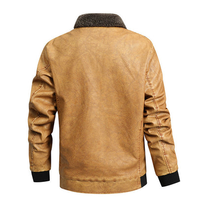 Lederjacke Herren Imitat Leder Schwarz Modern