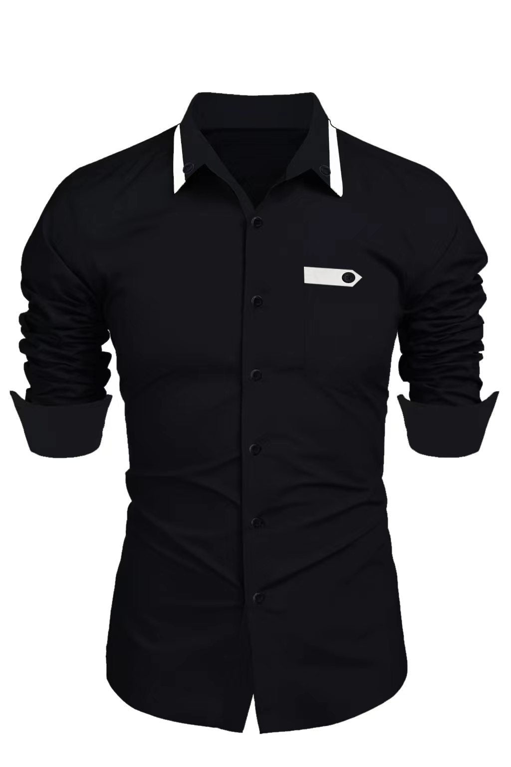 Herren Langarmhemd Modern mit Kragen und Taschen Elegant