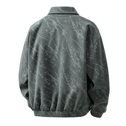 Herren Cordjacke Modern mit Reißverschluss Grün Braun