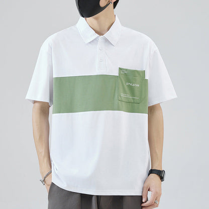 Herren Poloshirt Farbblock Modern mit Brusttasche