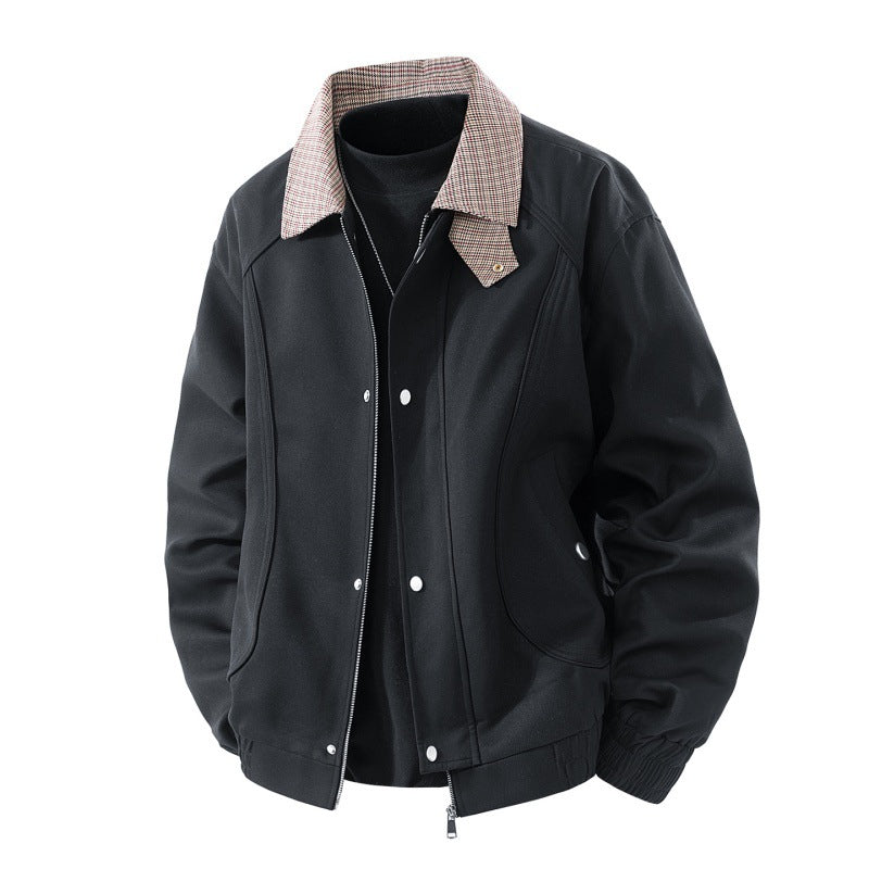 Herren Übergangsjacke Modern mit Karomuster Kragen