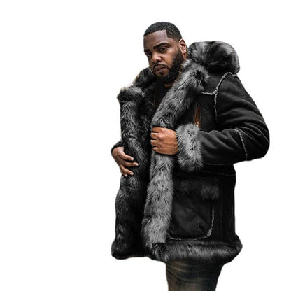 Herren Lammfelljacke Luxus Kunstfell Kragen Robust