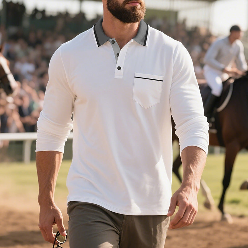 Herren Polo-Shirt Langarm Atmungsaktiv Modern
