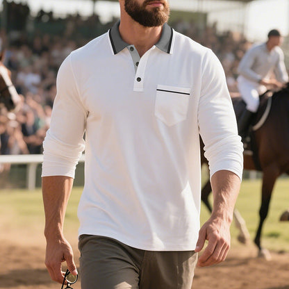 Herren Polo-Shirt Langarm Atmungsaktiv Modern