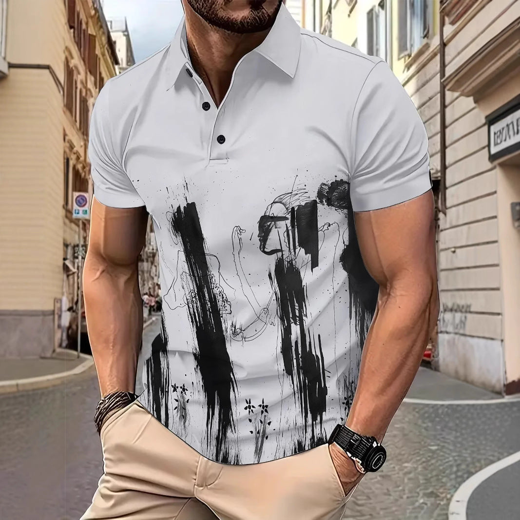 Herren Poloshirt Grafikdruck Sportlich Modern - BerlinGlamour