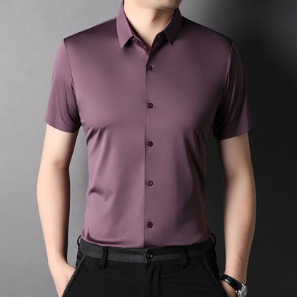 Herren Kurzarmhemd Seidenstoff Elegant Berlin