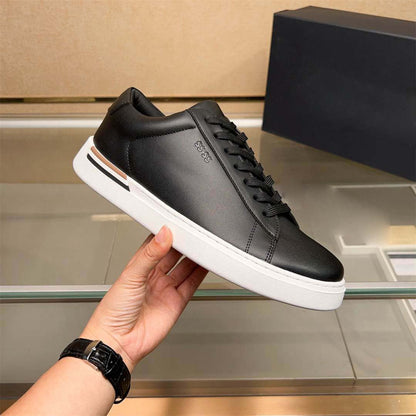 Damen Sneaker Leder Schuhe Sportlich Elegangt Schwarz