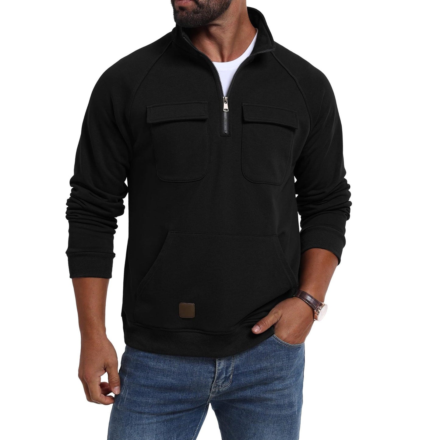 Funktionspullover Herren mit Taschen Sportlich Modern