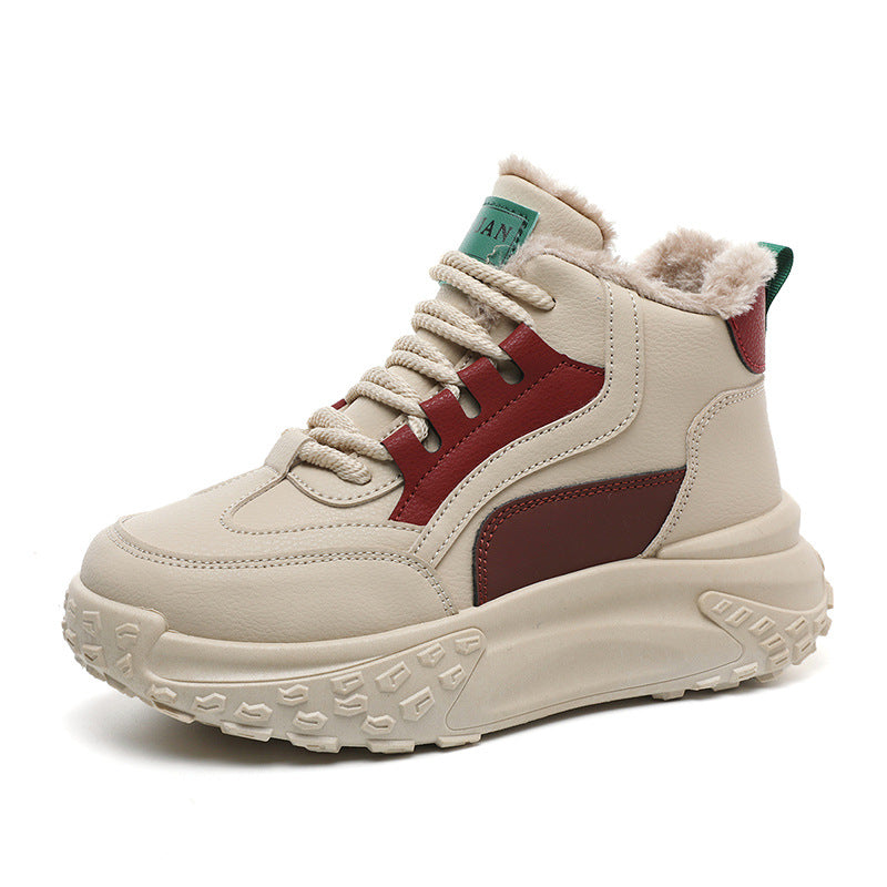 Damen Sneaker Hoch Hohe Sohle Kuschelig Komfortabel