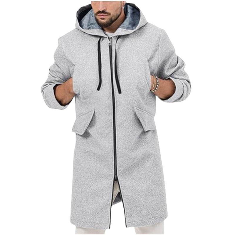 Herren Longjacke Modern mit Kapuze Wasserabweisend