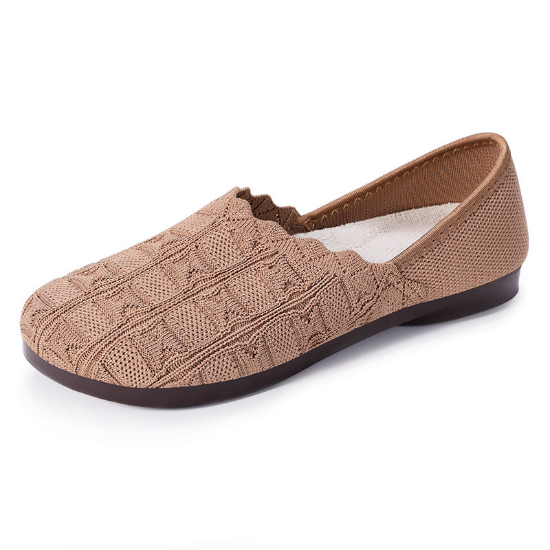Ballerinas Damen atmungsaktiv Bequem Strick Schuhe