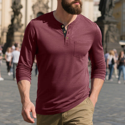 Herren Langarmshirt Elegant Modern Schwarz