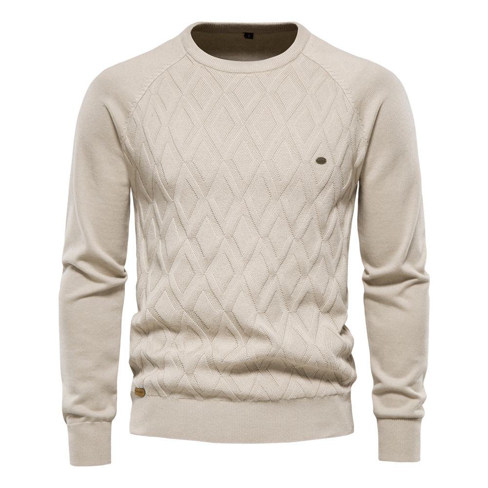 Herren Strickpullover Rautenmuster Modern Rundhals