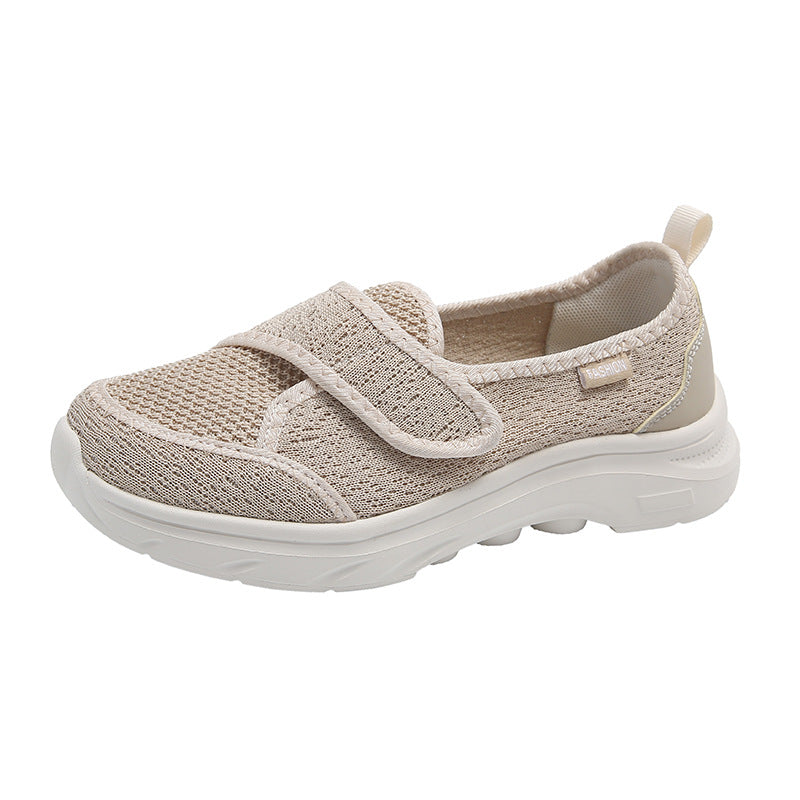 Damen Sneaker Slip-On Bequem Klettverschluss Weiße Schuhe