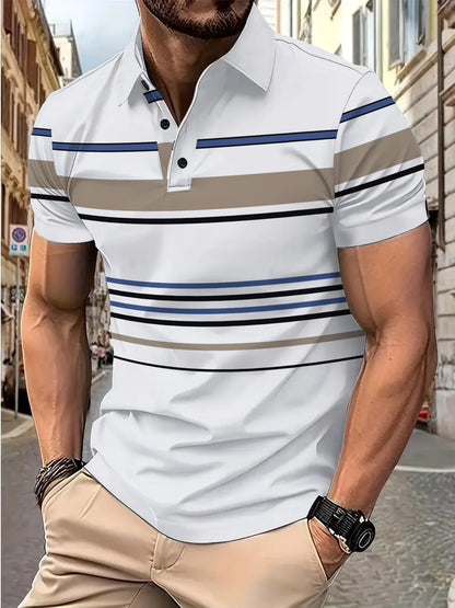 Herren Polohemd Streifenmuster Modern Slimfit