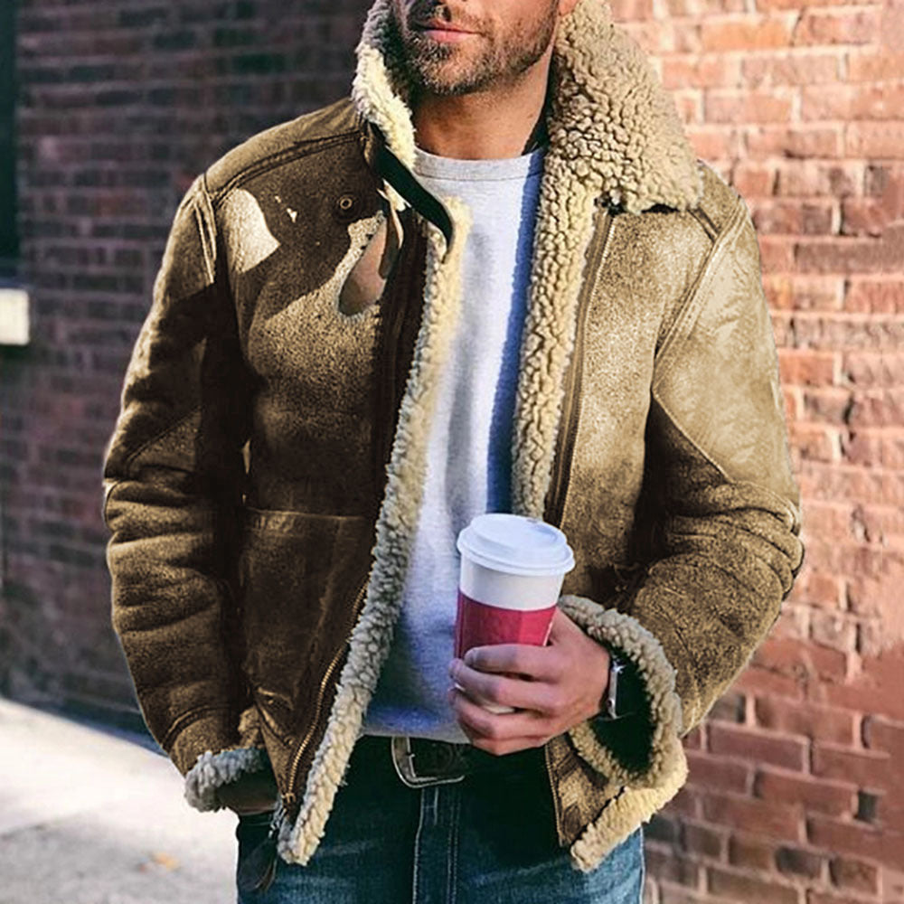 Lederjacke Herren Gefüttert Vintage Stil Bikerjacke