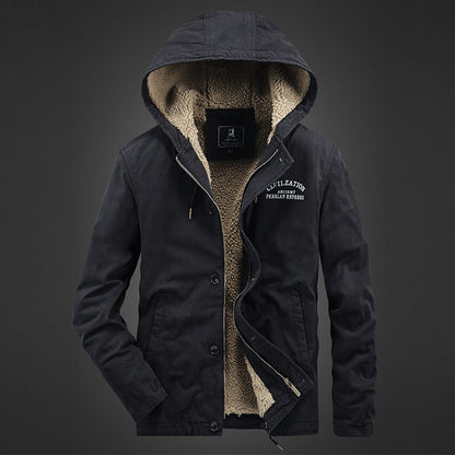 Herren Fleecejacke Warm Isolierend mit Kapuze