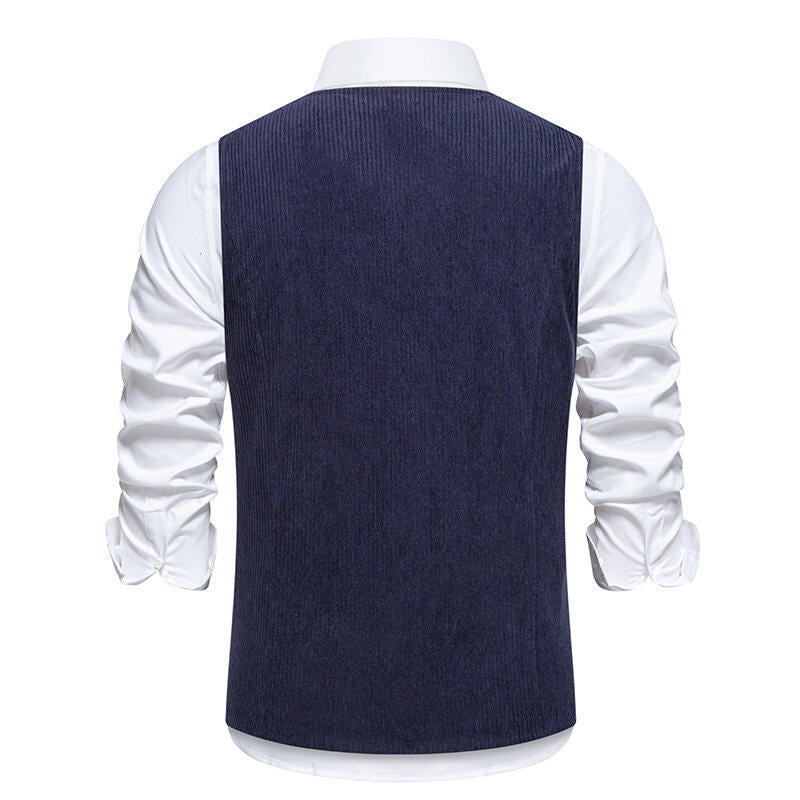 Herren Anzugweste Klassisch Herringbone Mit Taschen Elegant
