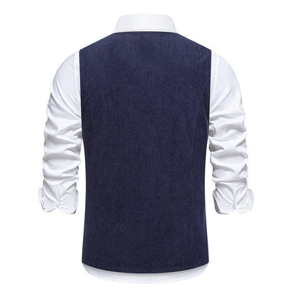 Herren Anzugweste Klassisch Herringbone Mit Taschen Elegant