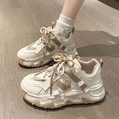 Damen Sneaker Sportlich Chunky Stabile Sohle Mode