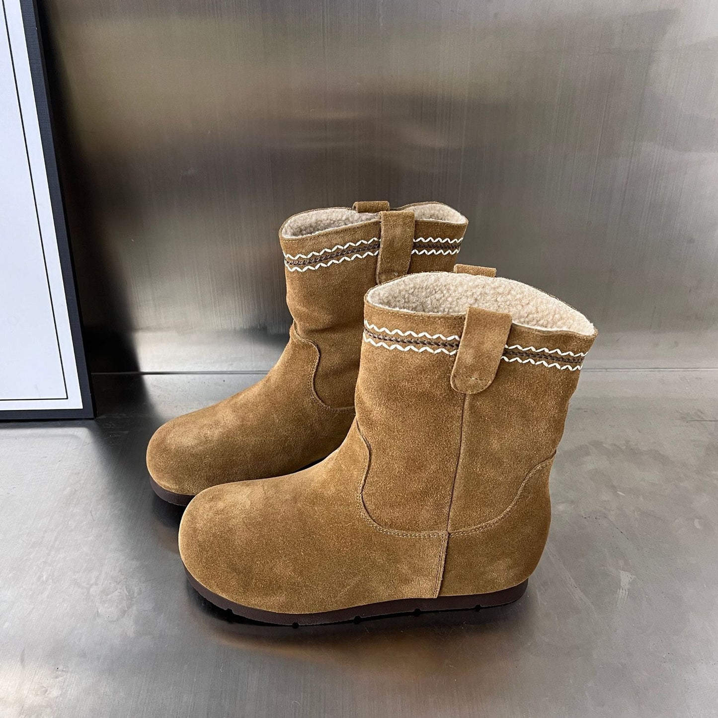 Damen Stiefel Wildleder Elegante Warm mit Innenfutter