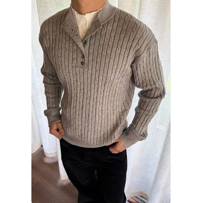 Herren Pullover Feinstrick Modern mit Knöpfen Eleganz
